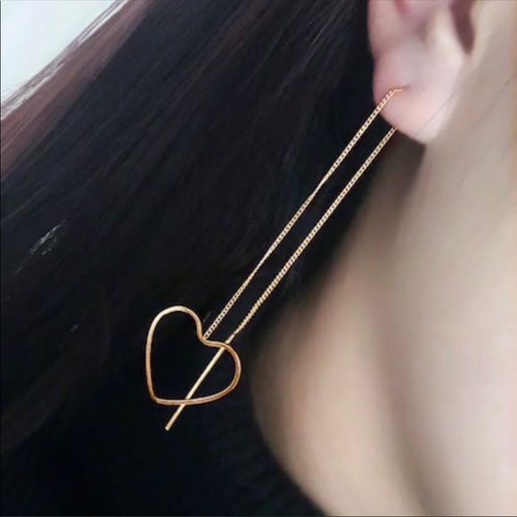 LAST ONE! Heart Threader Earrings - Picture 1 of 3